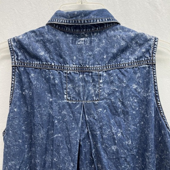 True Religion Denim Dress Small Chambray Blue Splattered Western - Picture 14 of 14